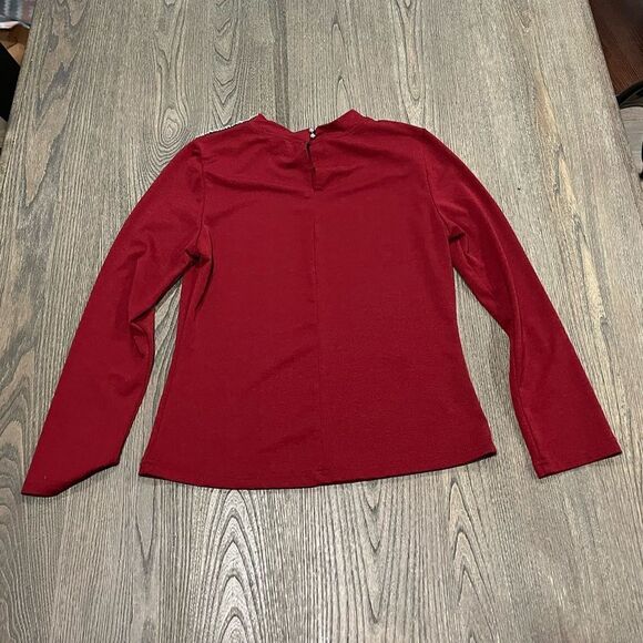 Mocha Maroon Long Sleeve Beaded Blouse Size L - Picture 3 of 3